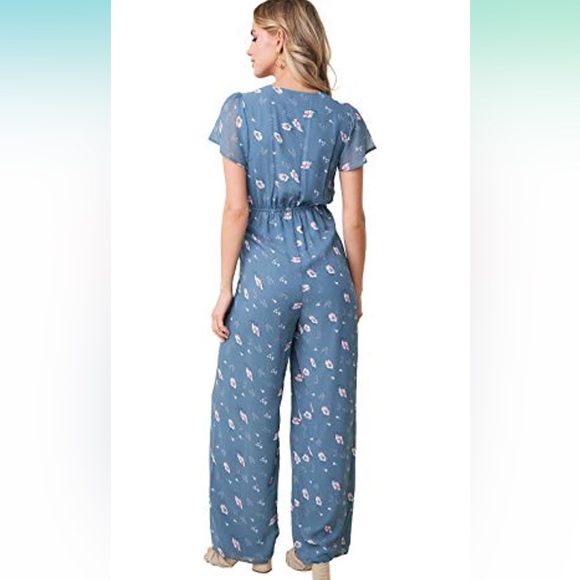 NWT Blue Floral Jumpsuit - Picture 3 of 4